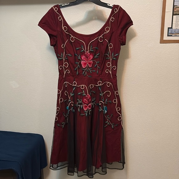 eshakti Dresses & Skirts - eShakti women's cotton dress Black Tulle overlay embroidery Sz 10 pockets NWOT